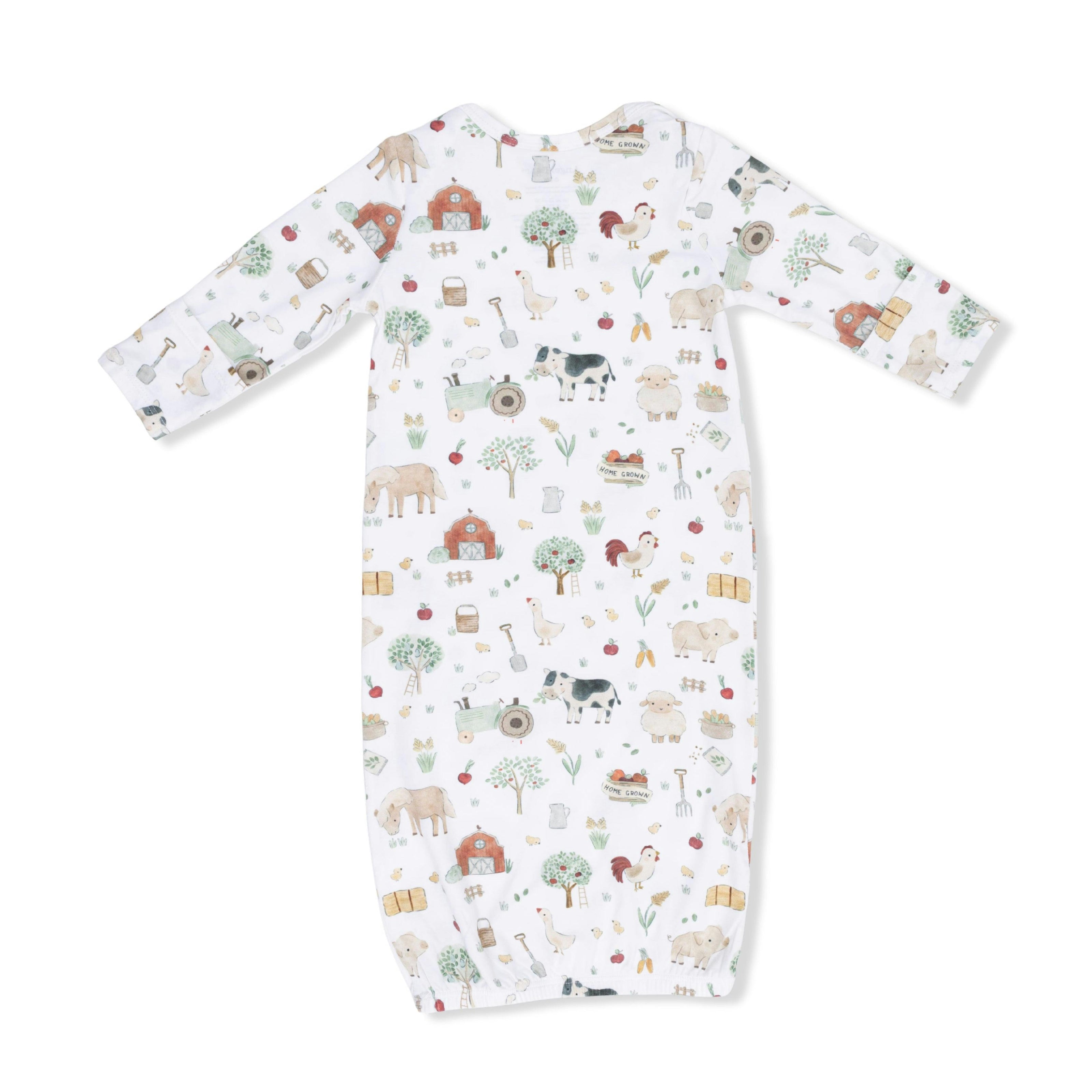 Cute Farm Animals Pink - Kimono Gown & Ruffle Knotted Hat