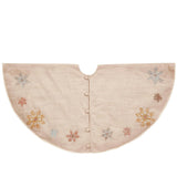 Handmade Pastel Snowflakes Linen Christmas Tree Skirt Natural 60" Arcadia Home