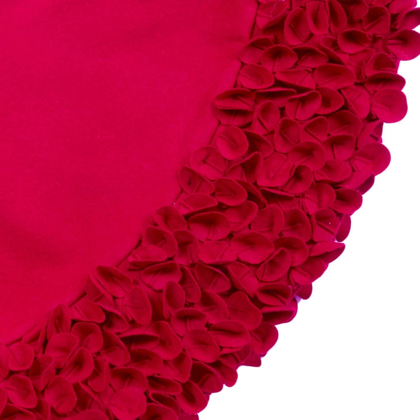 Red Calla Lily Flower Border Christmas Tree Skirt in Recycled Wool - 60