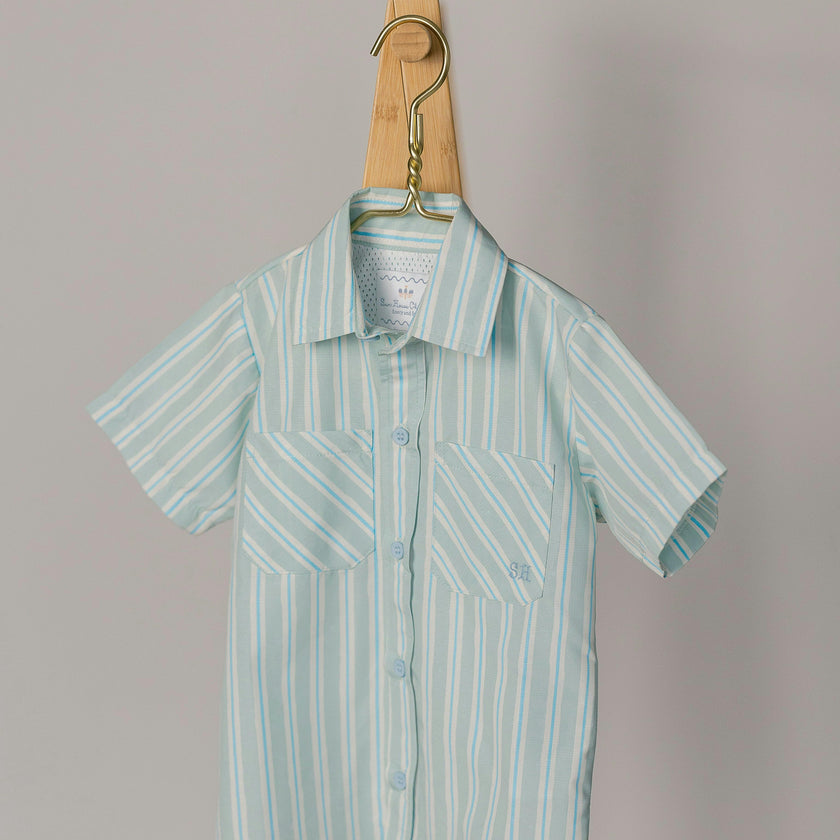 Sporting Shirt in Stripe In Blue Jay
