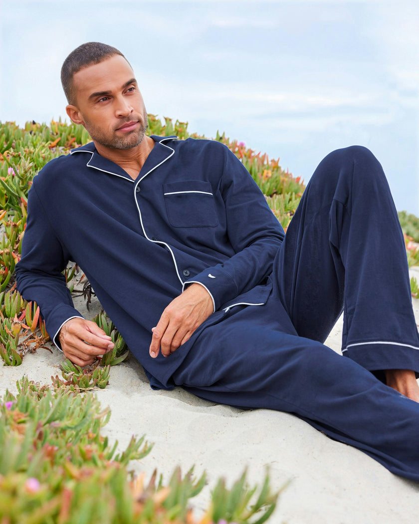 Men's Pima Pajama Set in Navy