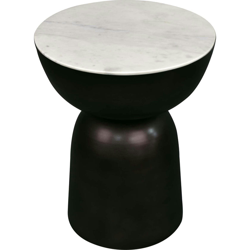 Atarah 20" Contemporary Natural Marble/Metal Handmade Hourglass End Table