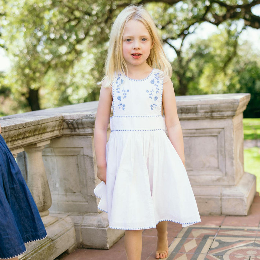 girls white embroidered pinafore dress