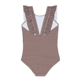 girls cocoa gingham ruffle one piece