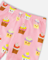Organic Cotton Two-Piece Pajamas Set Pink Cupcake Print