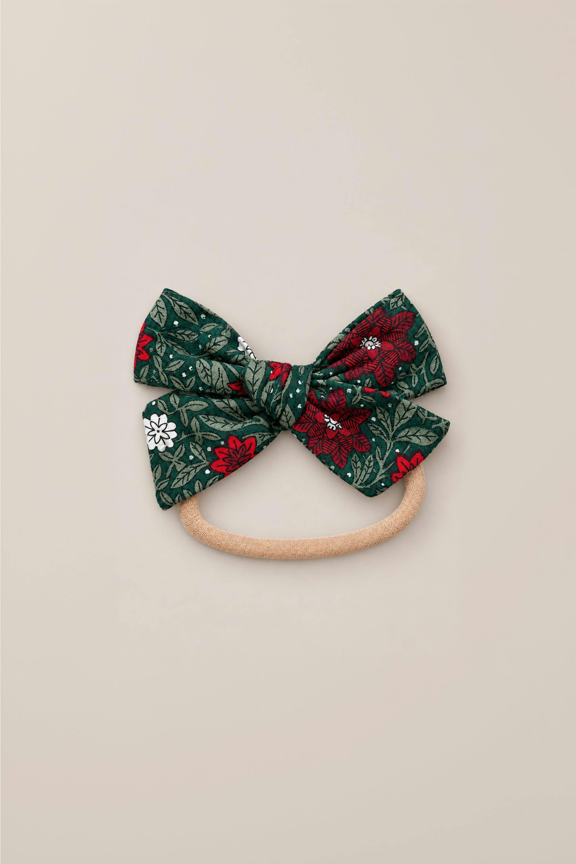 Hair Bows in Evergreen Merry Ditsy