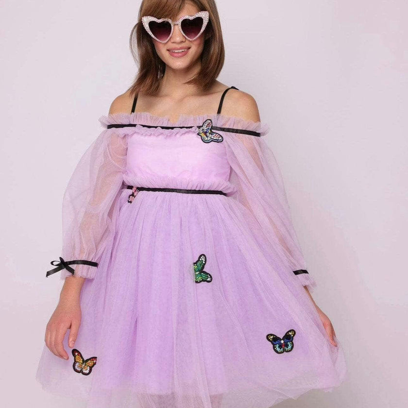 Dream Off-Shoulder Full Sleeve Tulle Dress