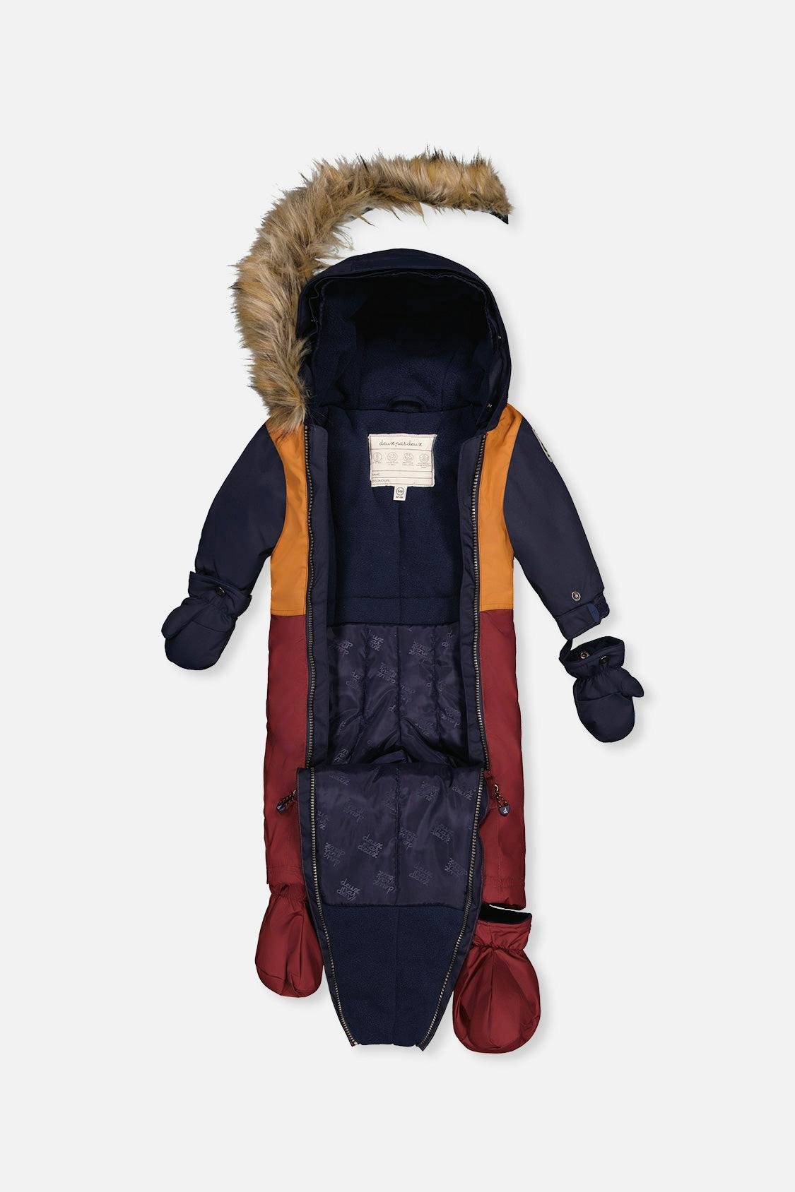Baby One Piece Snowsuit Adapted For Car Seats Burgundy
