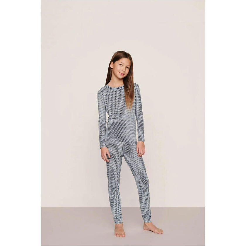 Kids Printed TENCEL™ Modal Unisex Long PJ Set, Blue