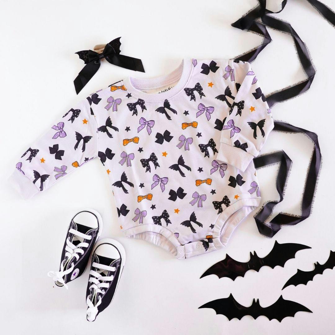 Spooky Bows Halloween Long Sleeve Romper
