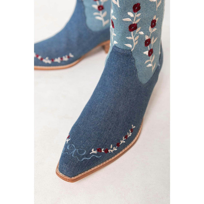 Rosemary Cowgirl Boots in Denim
