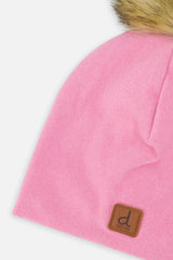 Jersey Hat With Pompom Pink