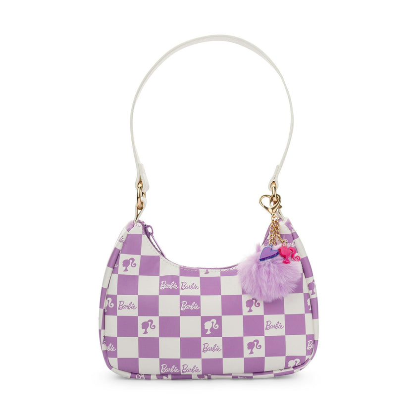 Barbie™ Purple Checkered Kids Hobo Handbag