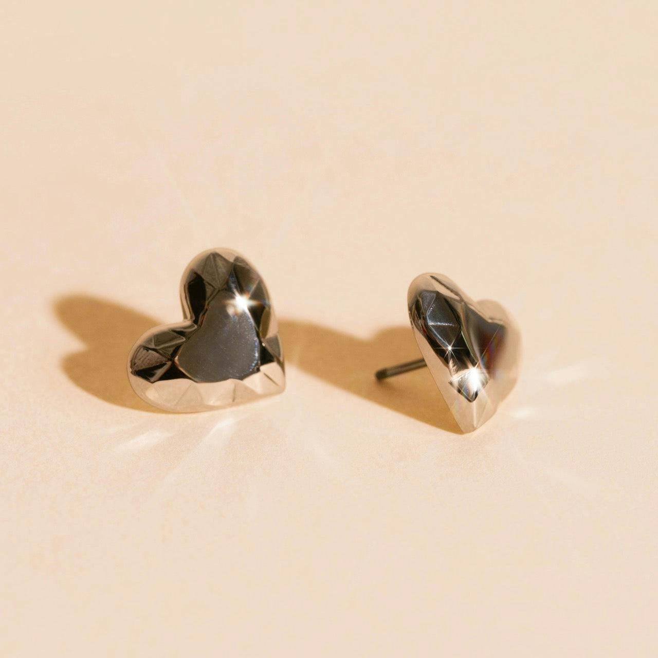 Geometric Heart Stud Earrings