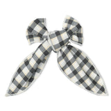 Organic Bow Clip - Charcoal Plaid