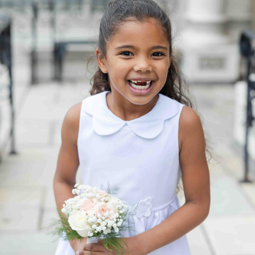 White Pique Flower Dress