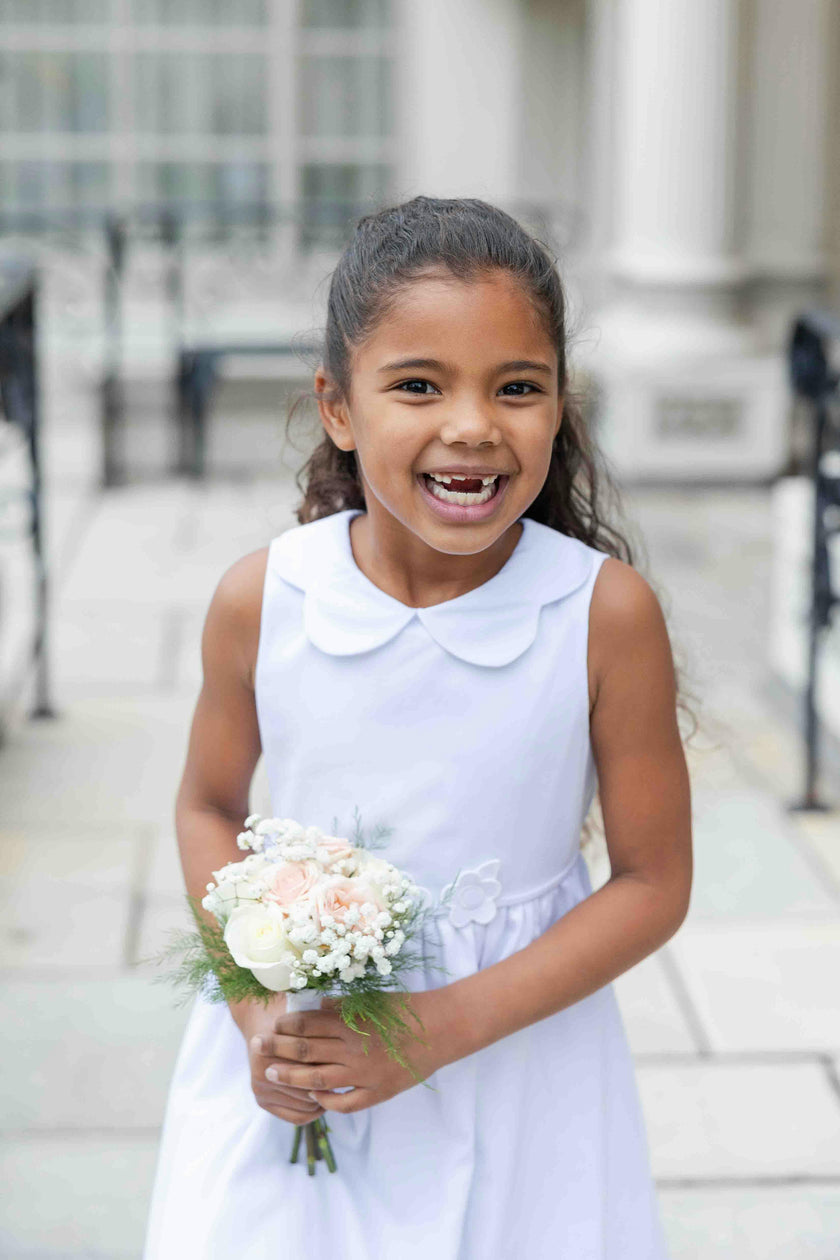 White Pique Flower Dress