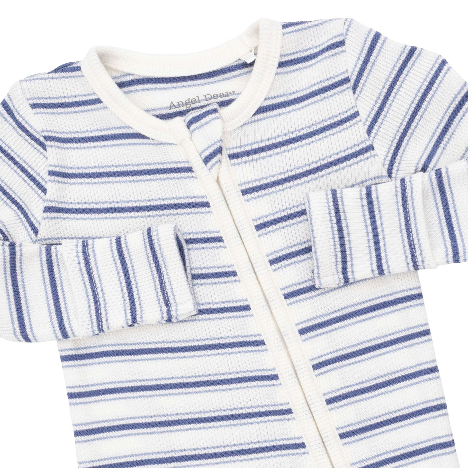 Vintage Stripe Blue - 2 Way Zipper Footie