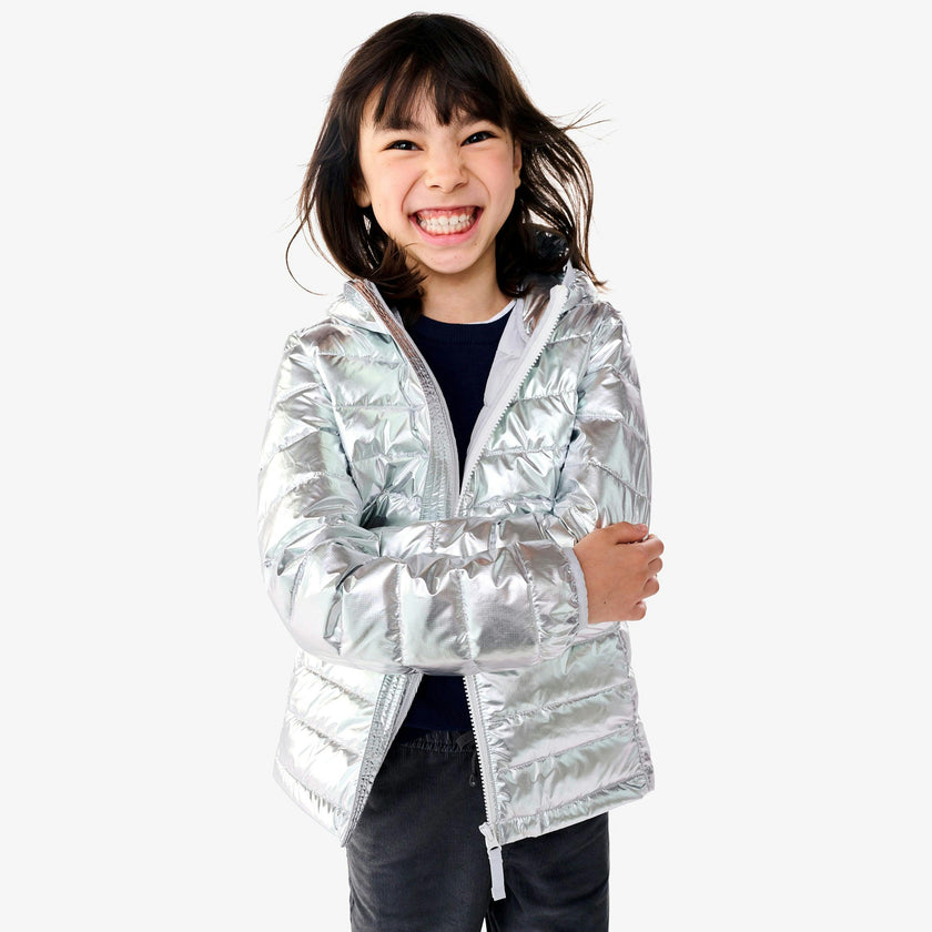 Kids metallic lightweight puffer jacket
