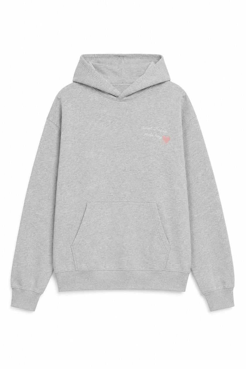 Lea Heather Grey French Terry Oversized Hoodie - Stole My Heart
