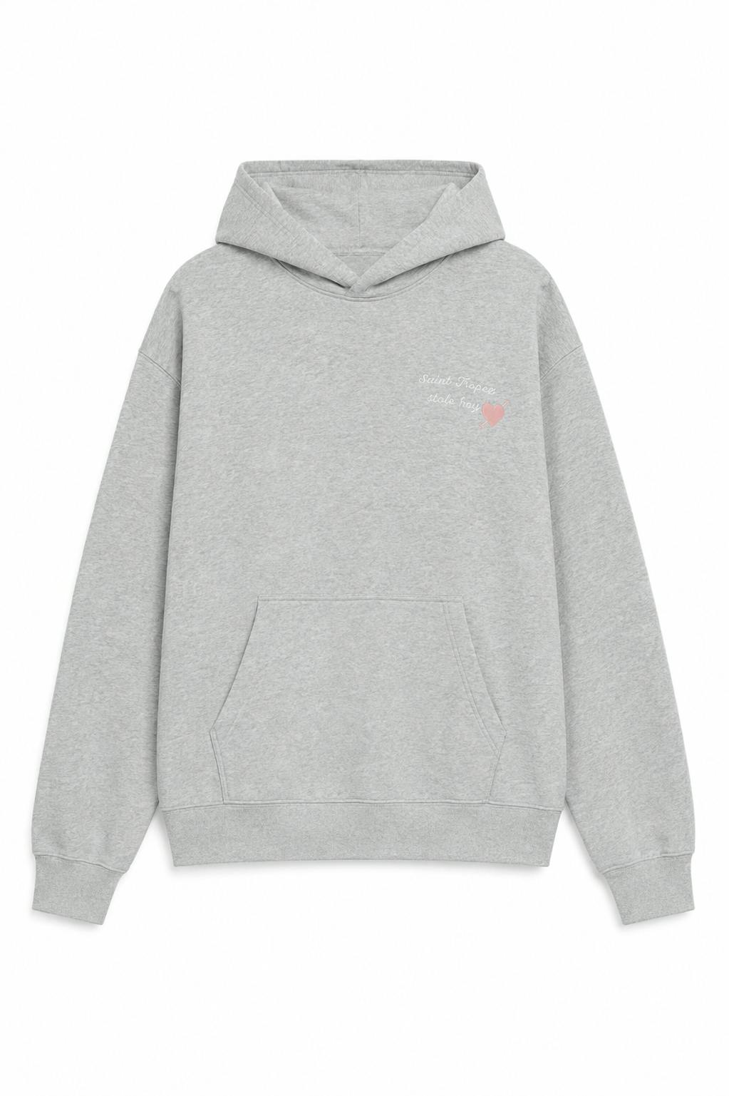 Lea Heather Grey French Terry Oversized Hoodie - Stole My Heart