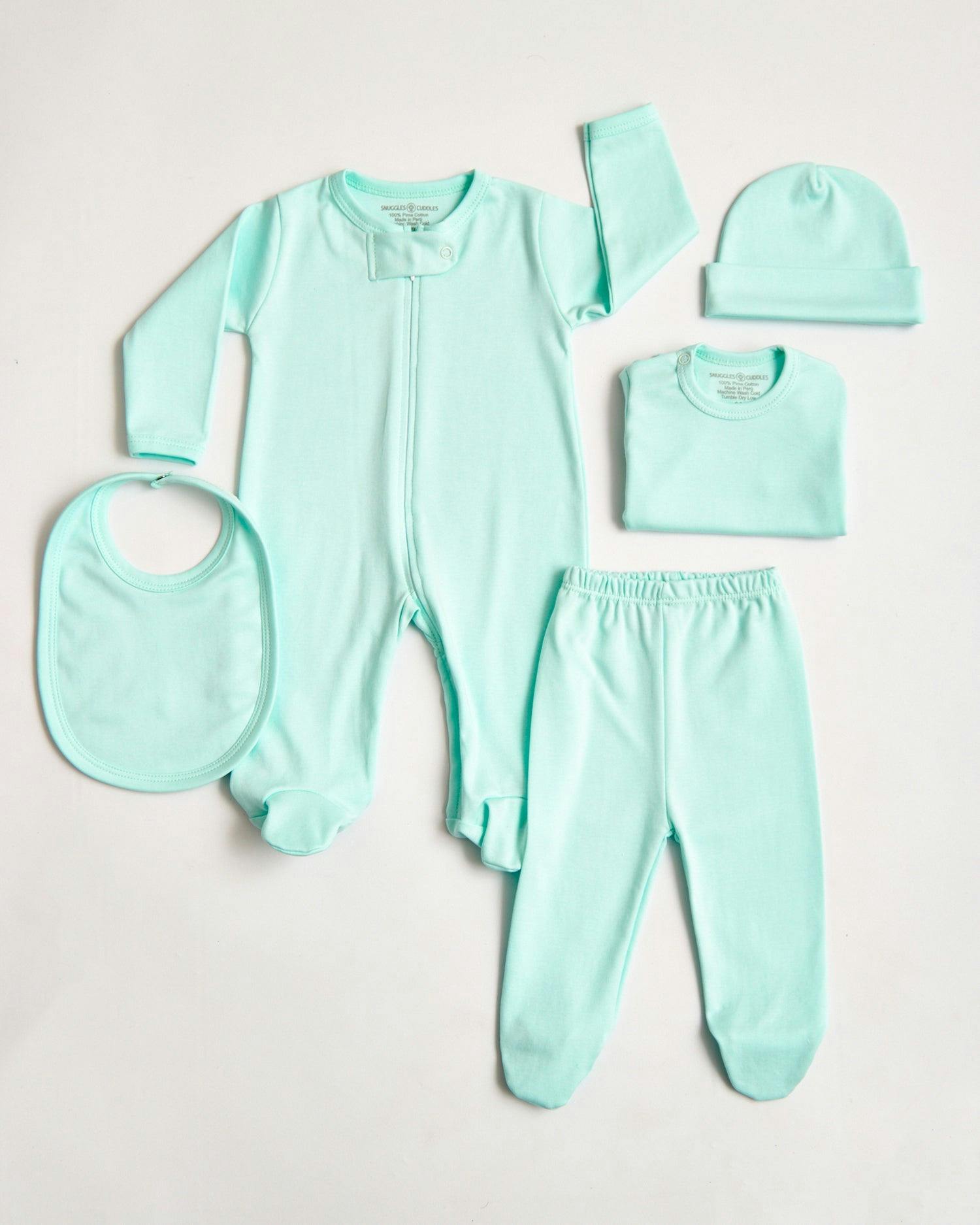 Pima Cotton 5 -Piece Layette Set | Hypoallergenic Baby Gift Set