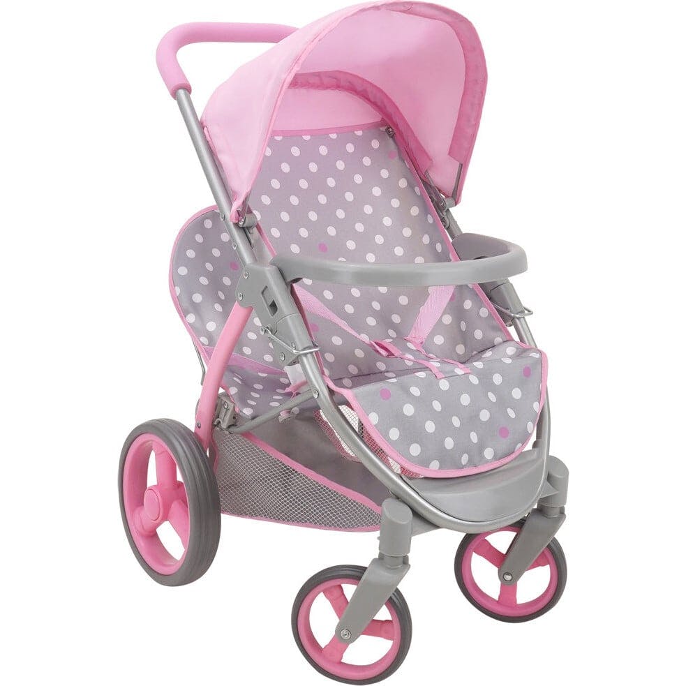 Cotton Candy Pink: Twin Tandem Doll Stroller - Dolls Up to 18