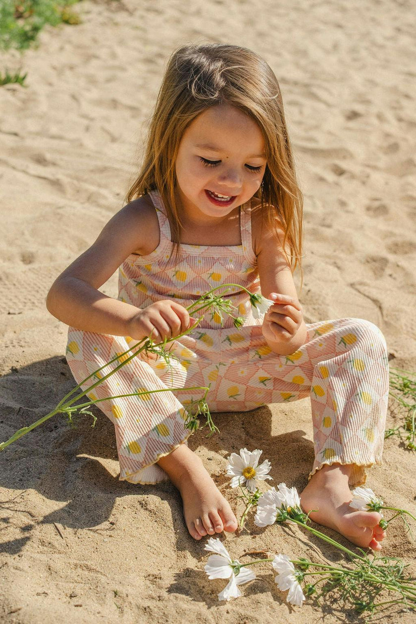 Rib Pant Set in Lemon Twist