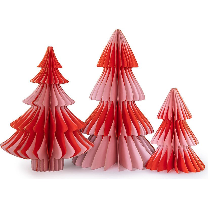Pink and Red Honeycomb Christmas Tree Set