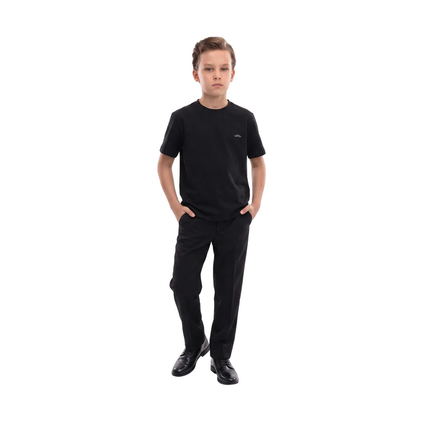 Black T-Shirt with Mustache Detail