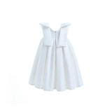 Ivory Palermo Satin Bow Pleated Dress