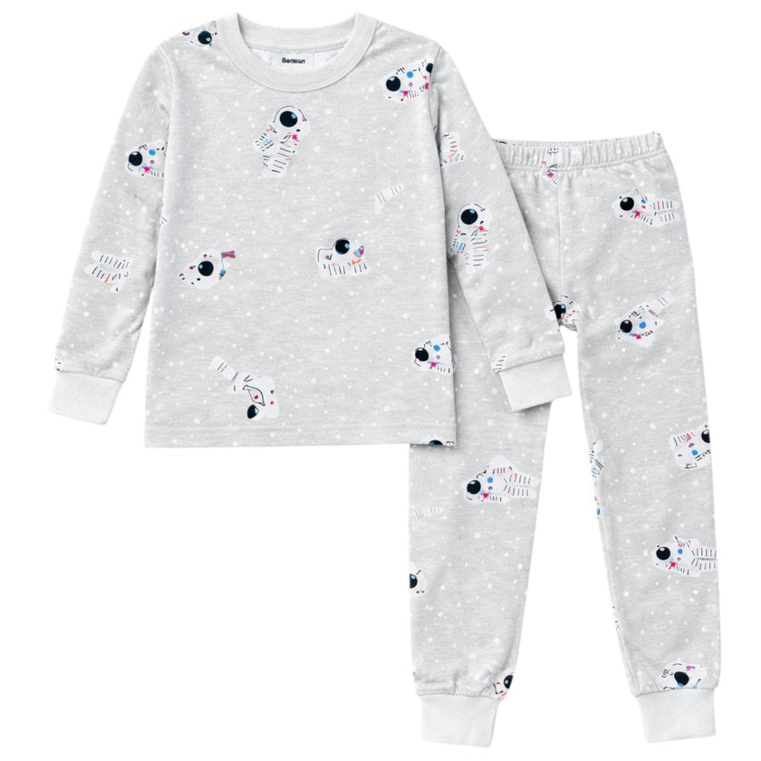 Kids and Toddlers Boys Astronauts Long Sleeve Snug Fitted Soft Pajamas Set