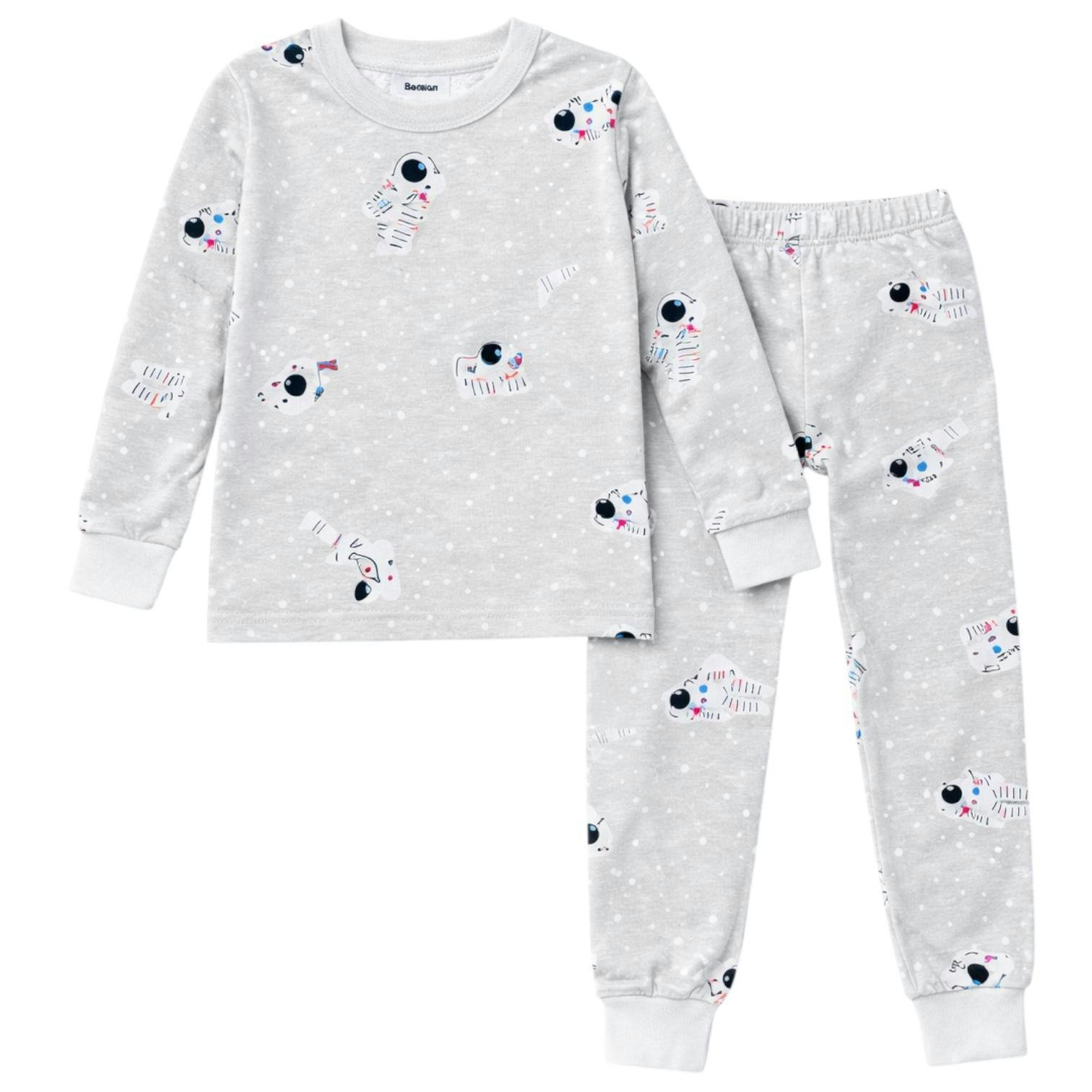 Kids and Toddlers Boys Astronauts Long Sleeve Snug Fitted Soft Pajamas Set