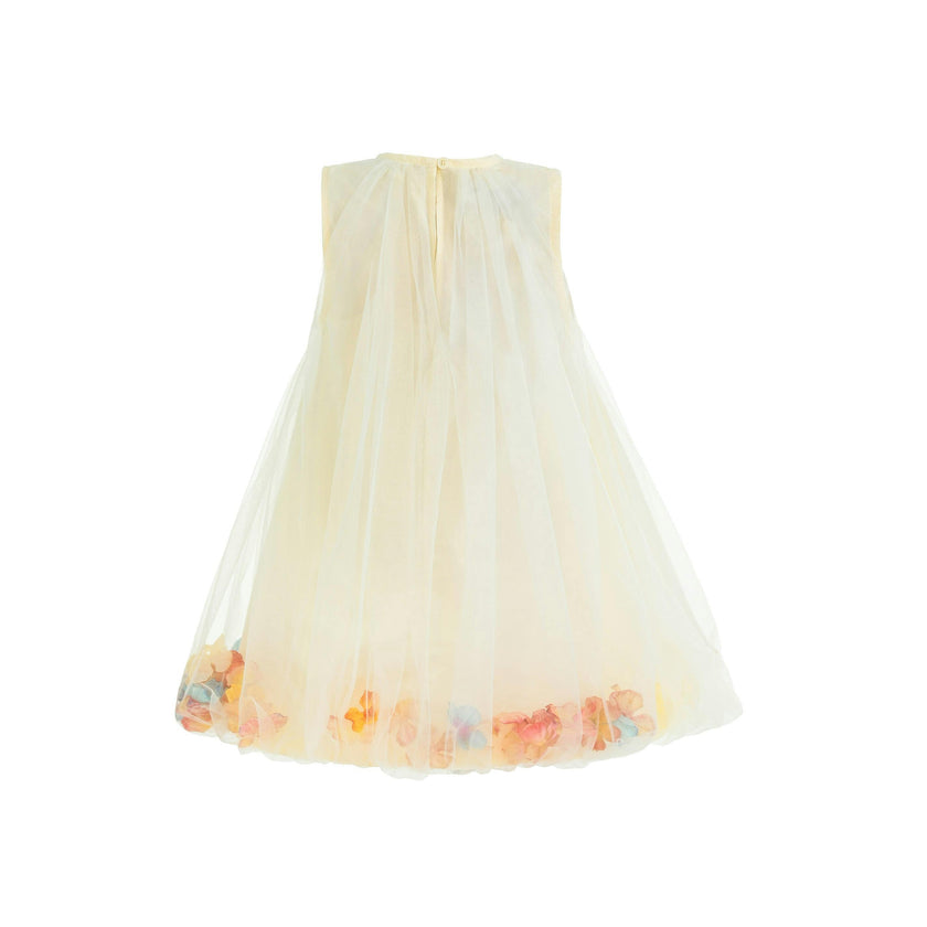 Ivory Floral Layered Sleeveless Dress