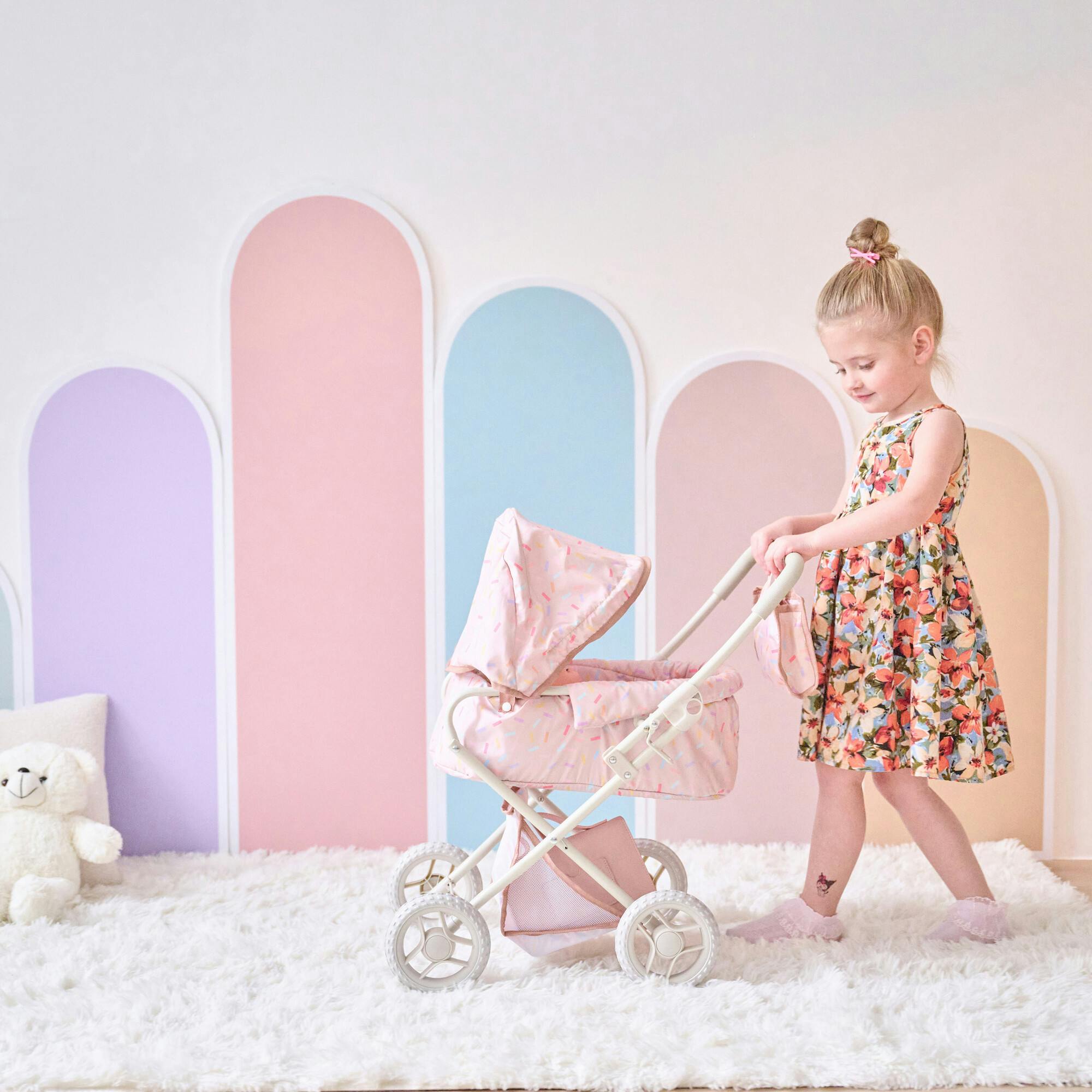 Olivia's Little World Confetti Doll Classic Stroller with Removable Bassinet
