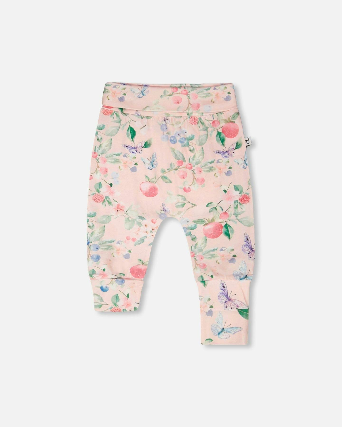 2 Pack Cotton Jersey Evolutive Pants And White Strawberry Print