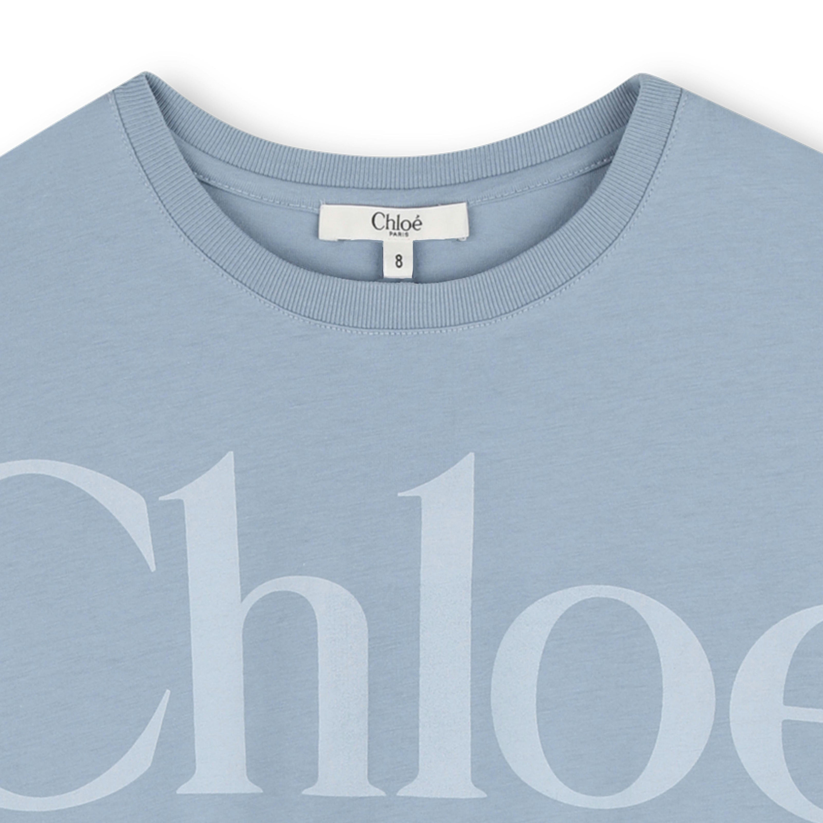 Blue Chloé Cropped Logo T-Shirt