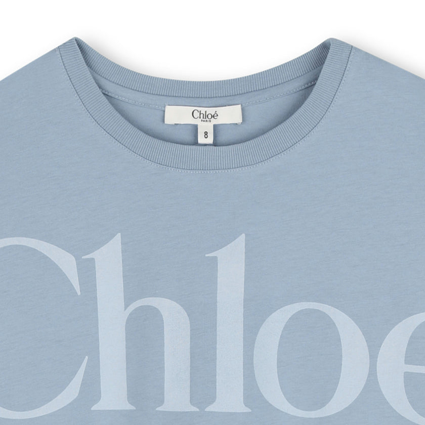 Blue Chloé Cropped Logo T-Shirt