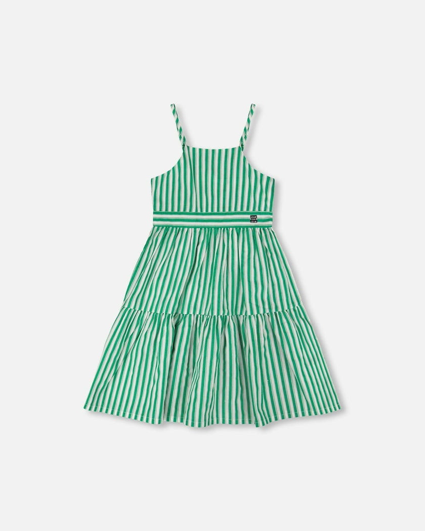 Cotton Sundress Green Stripes