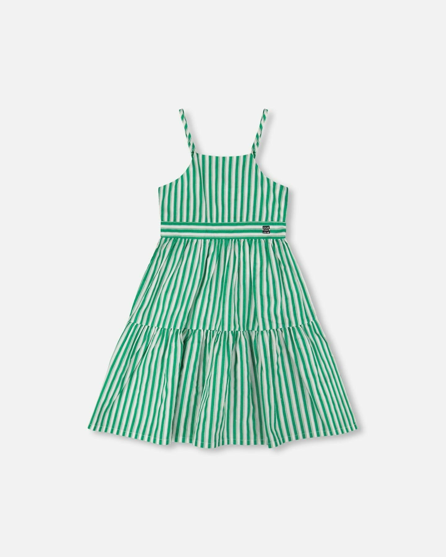 Cotton Sundress Green Stripes