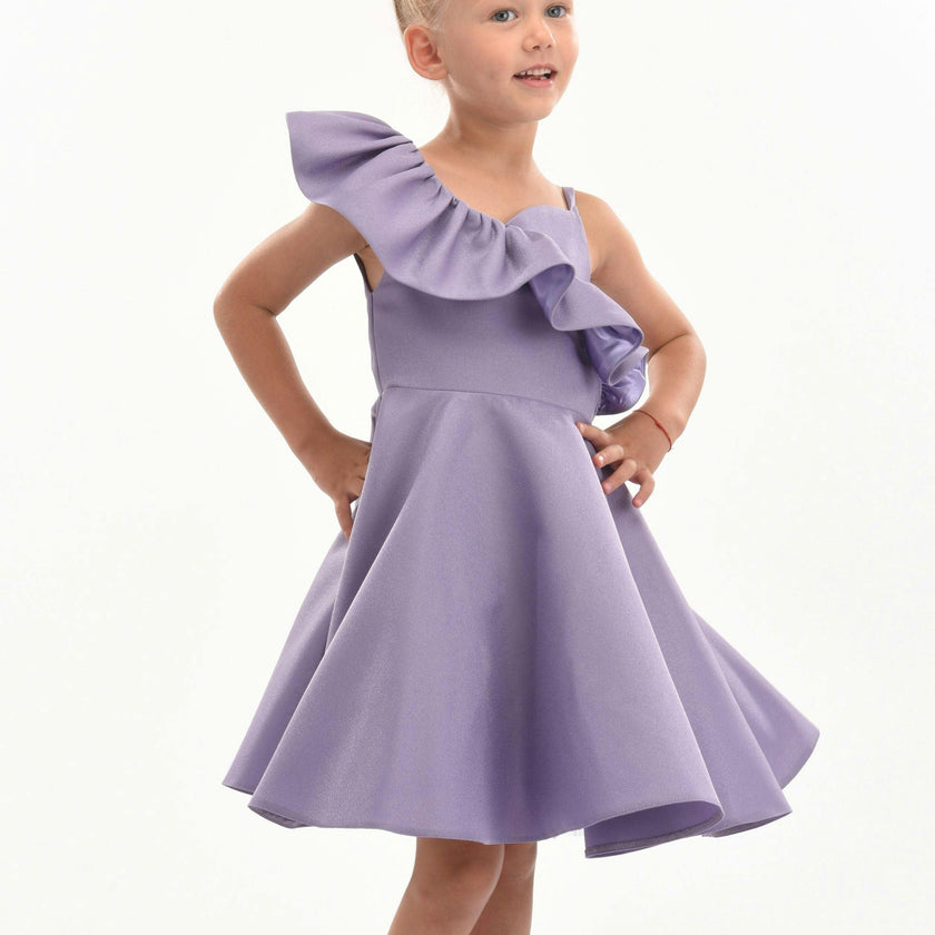 Purple Riviera Off Shoulder Ruffle Dress