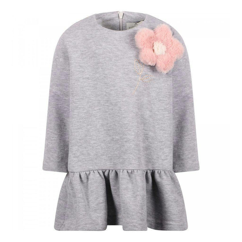 Gray Flower Jersey Dress