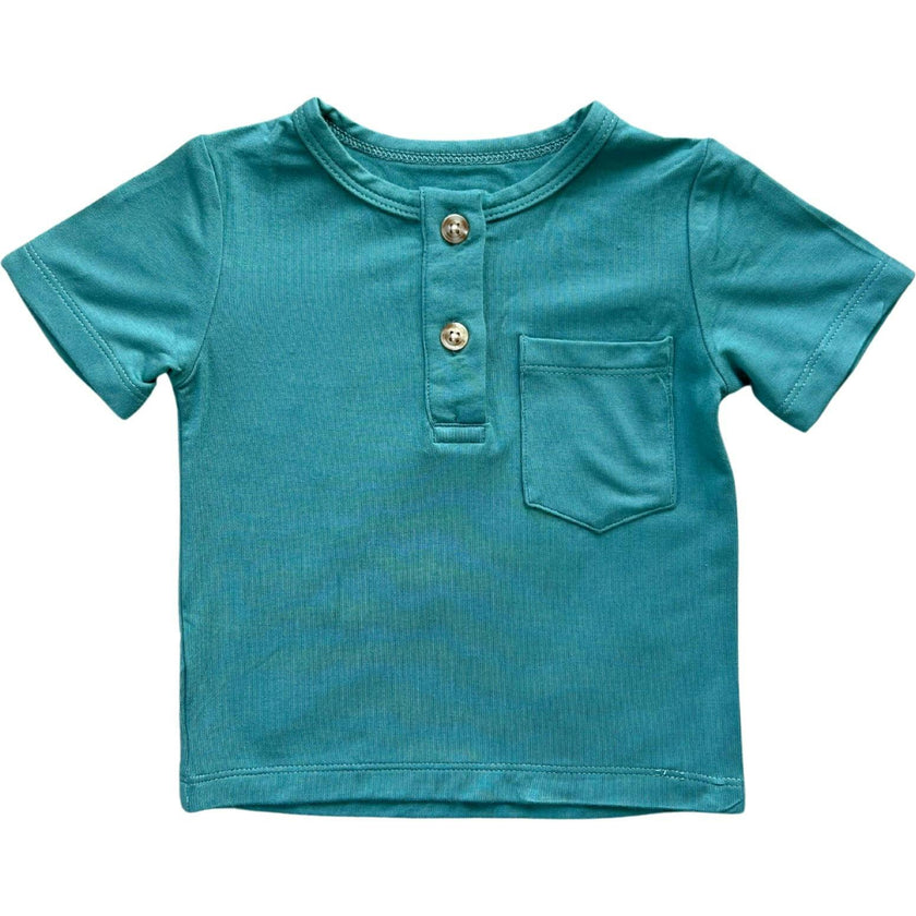 Boy's Short Sleeve Henley Shirt Retro Banner