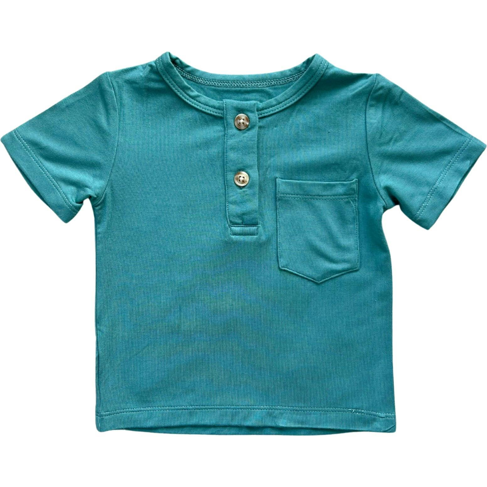 Boy's Short Sleeve Henley Shirt Retro Banner