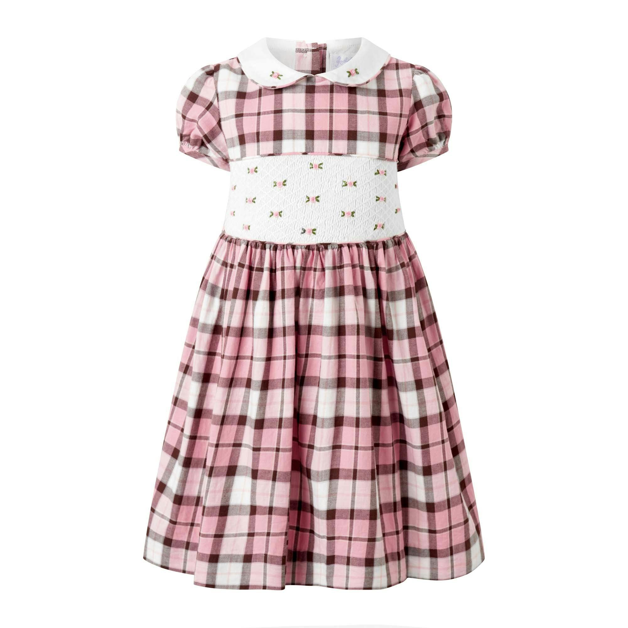 Pink Check Smocked Dress