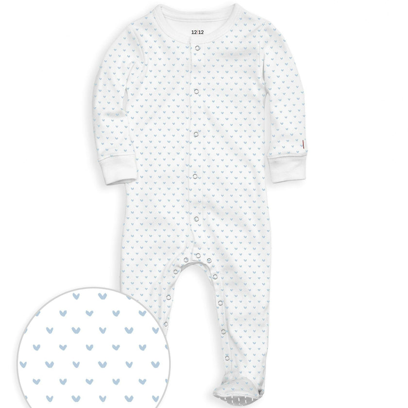 The Organic Snap Footie [Blue Tiny Hearts]