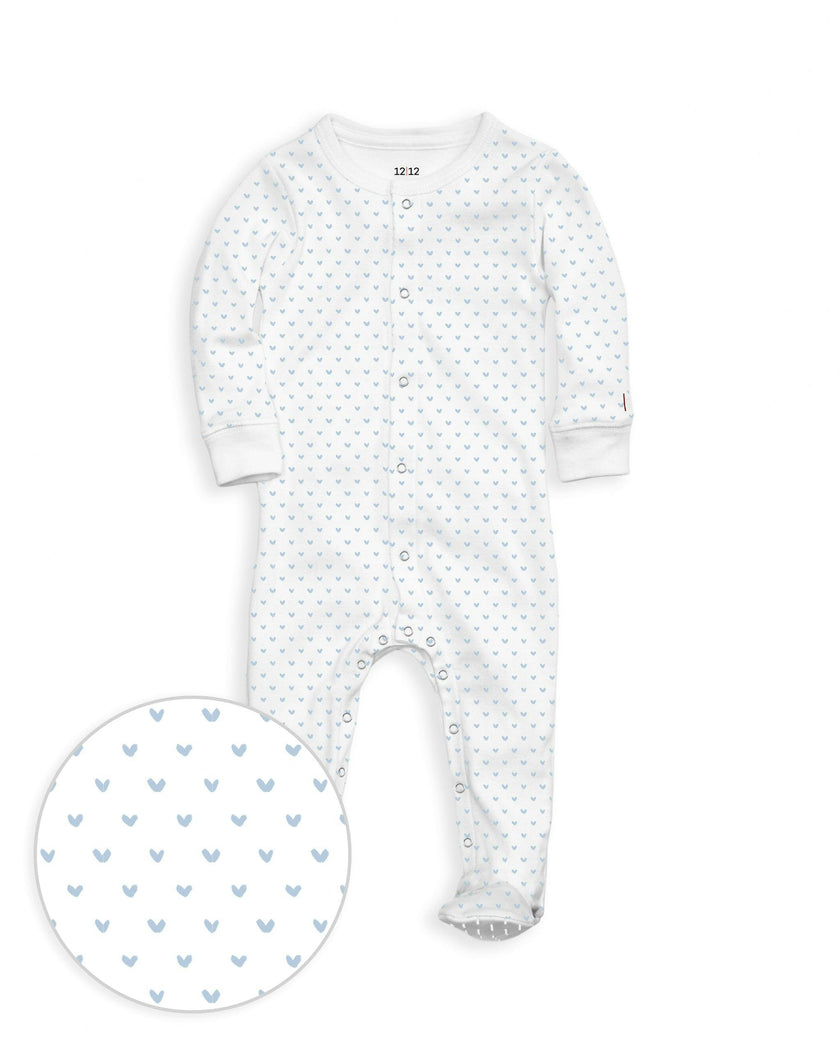 The Organic Snap Footie [Blue Tiny Hearts]