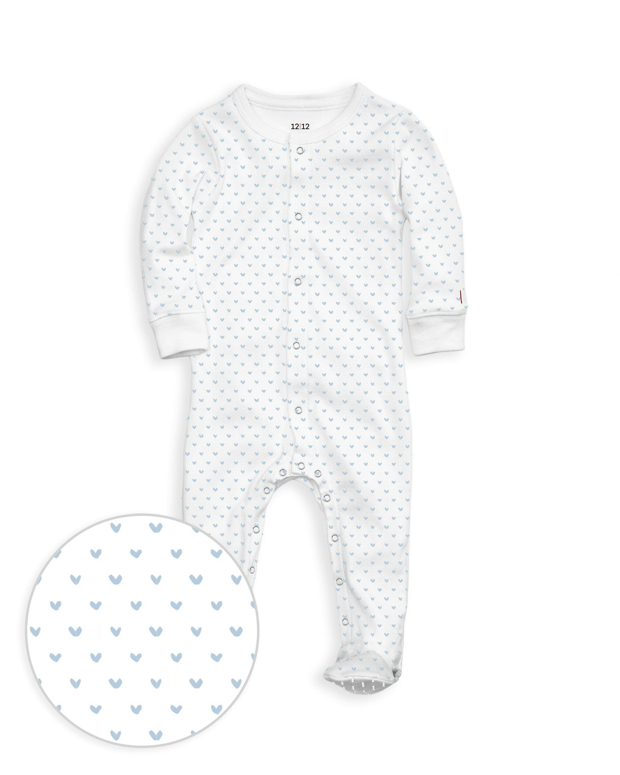 The Organic Snap Footie [Blue Tiny Hearts]