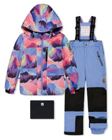 Two Piece Play Snowsuit Pink Mountain Print With Blue Pants