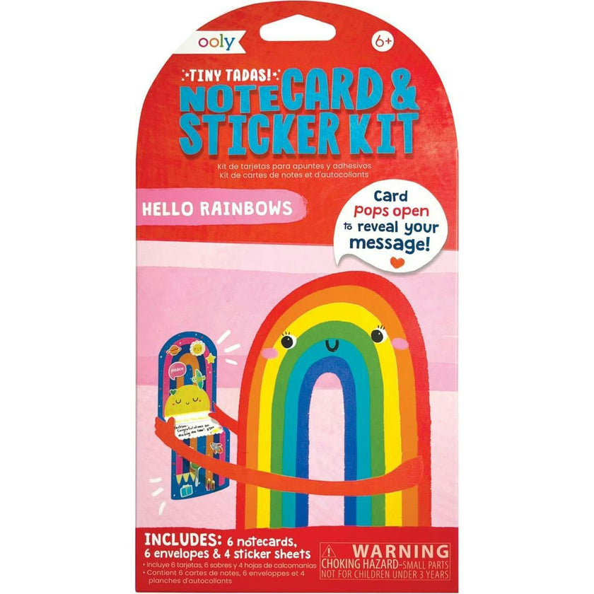 Tiny Tadas! Note Cards and Sticker Set - Hello Rainbows - 6 Cards Envelopes